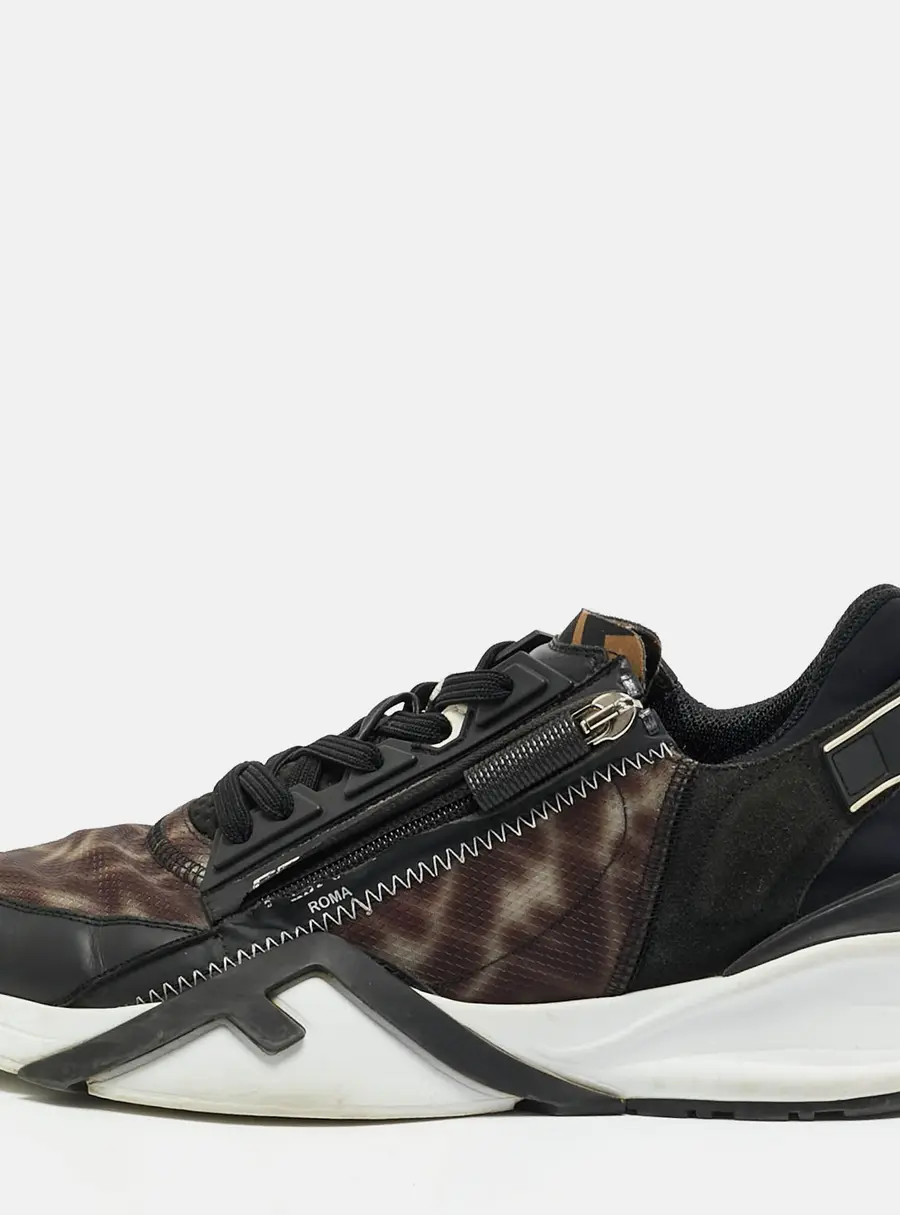 Fendi Flow Size 39 Two Tone Leather and Suede Low Top Sneakers