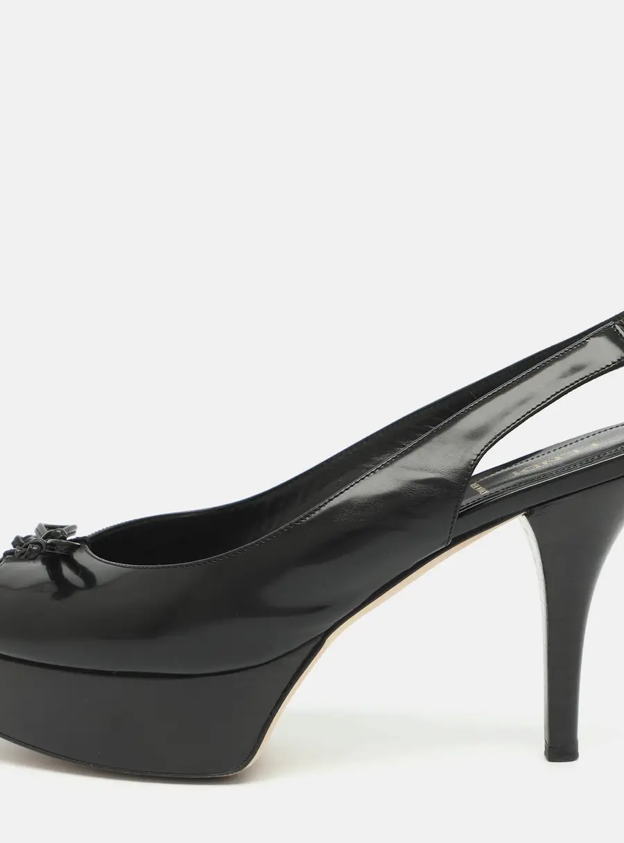 Fendi Fendista Size 41 Black Leather Slingback Sandals