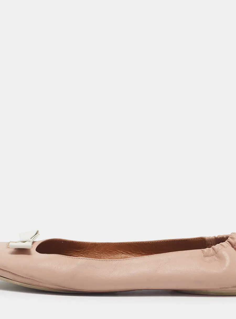 Fendi Let's Dance Size 38 Pink/White Leather Ballet Flats