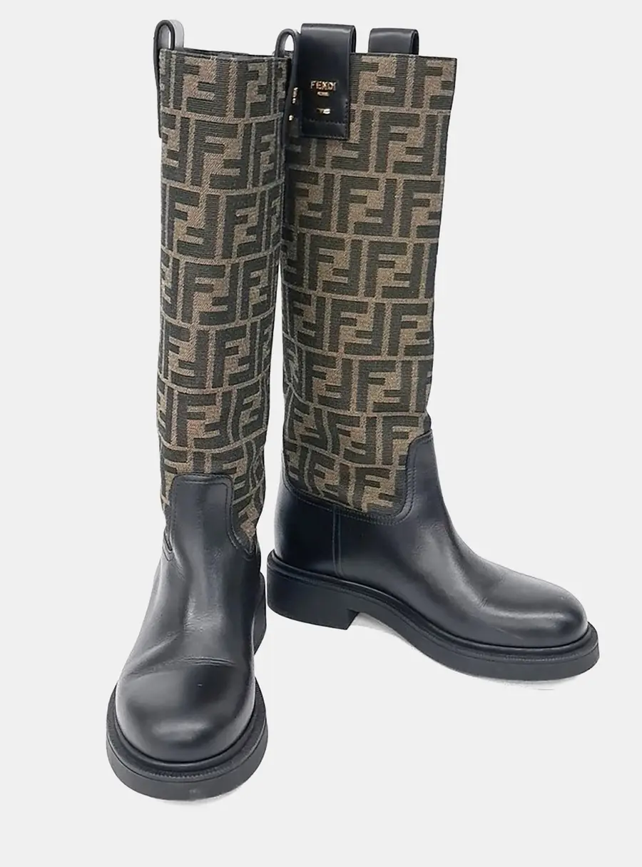 Fendi Black/Multicolor Leather Philo Boots EU 35