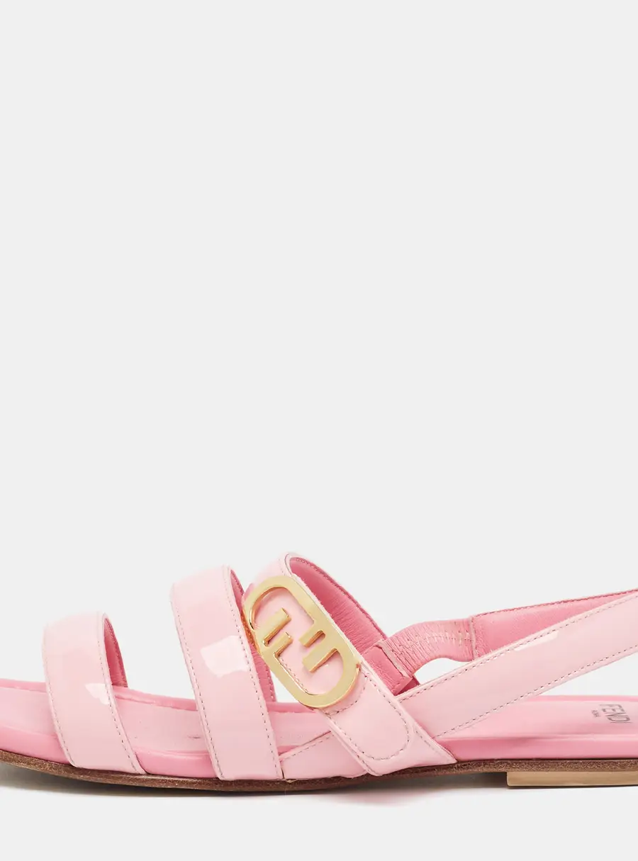 Fendi Size 35 Pink Patent Leather Slingback Flats