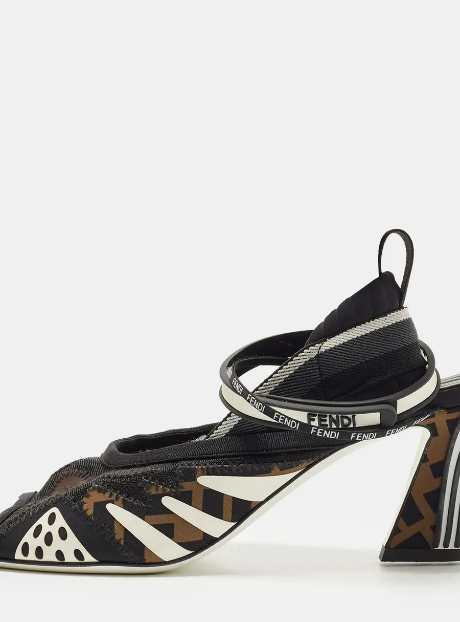 Fendi FFreedom Size 38.5 Multicolor Mesh and Neoprene Ankle Strap Sandals