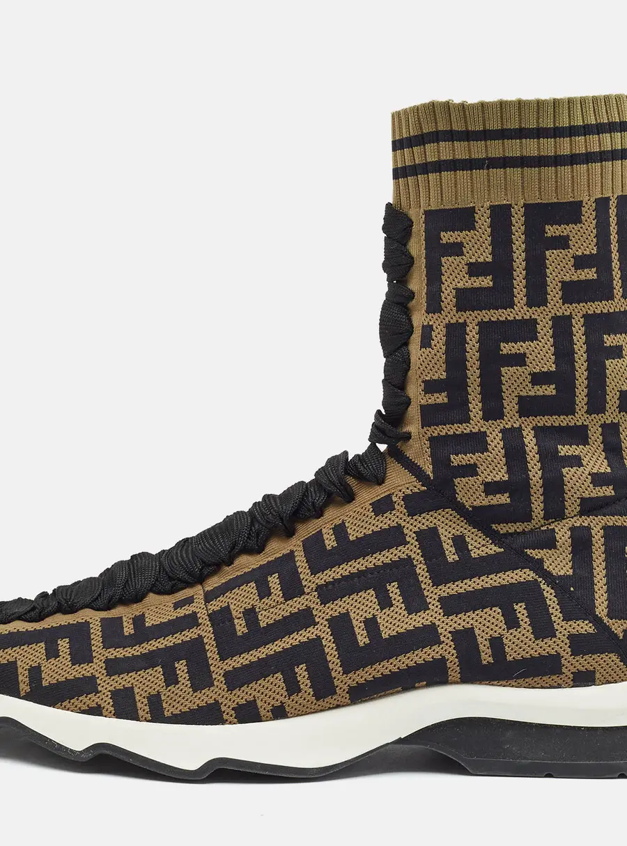 Fendi Rockoko Size 41 Green  Rockoko Zucca High Top Sneakers