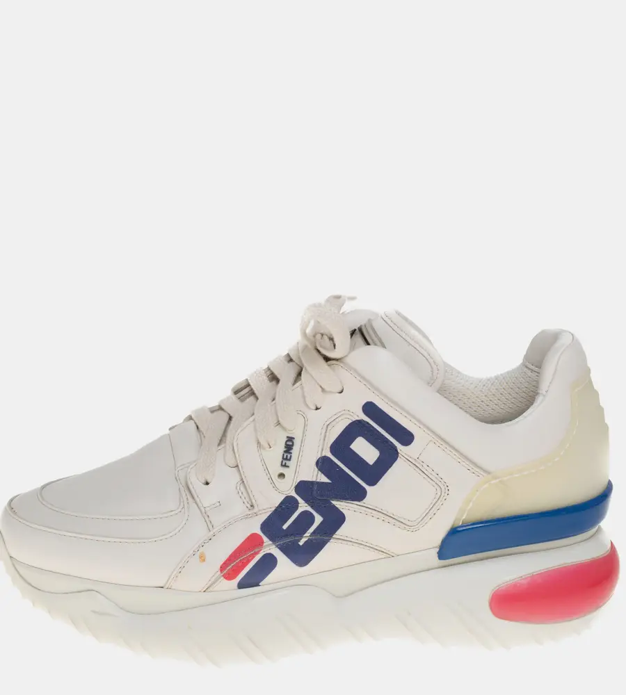 Fendi White Leather And Rubber Fendi-Fila Mania Logo Low Top Sneakers Size 39