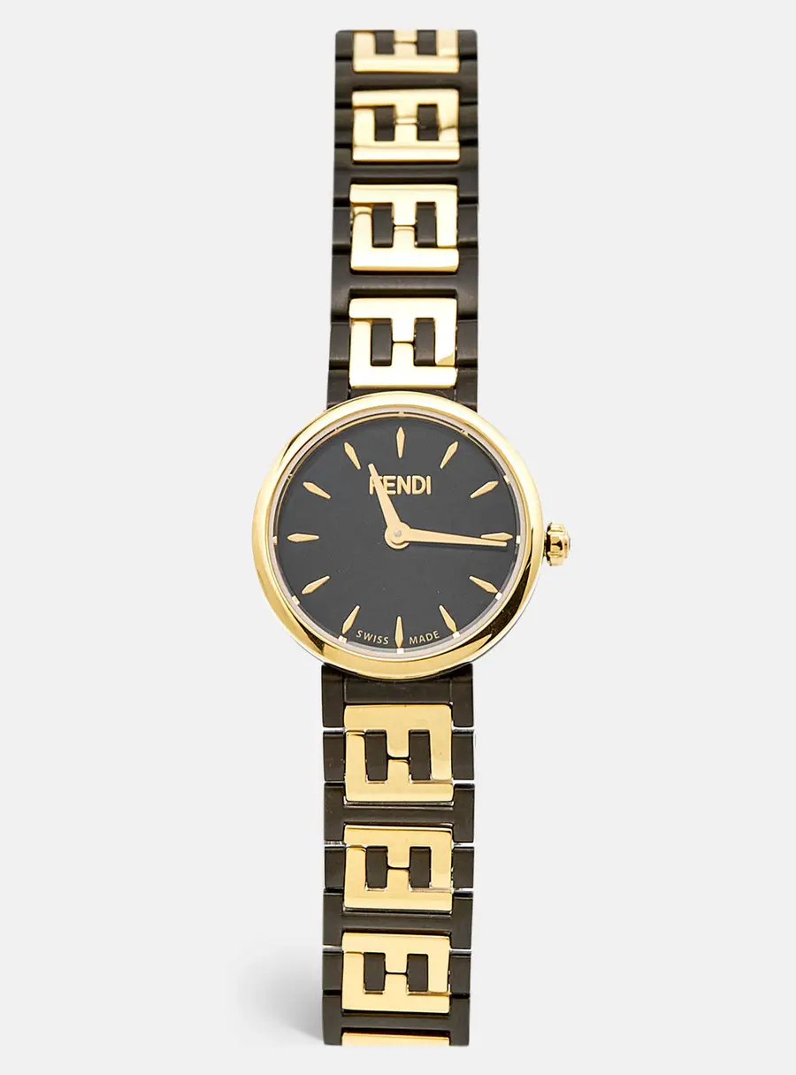 Fendi Black Two-Tone Stainless Steel Forever Fendi 103 Women's Wristwatch 19 mm