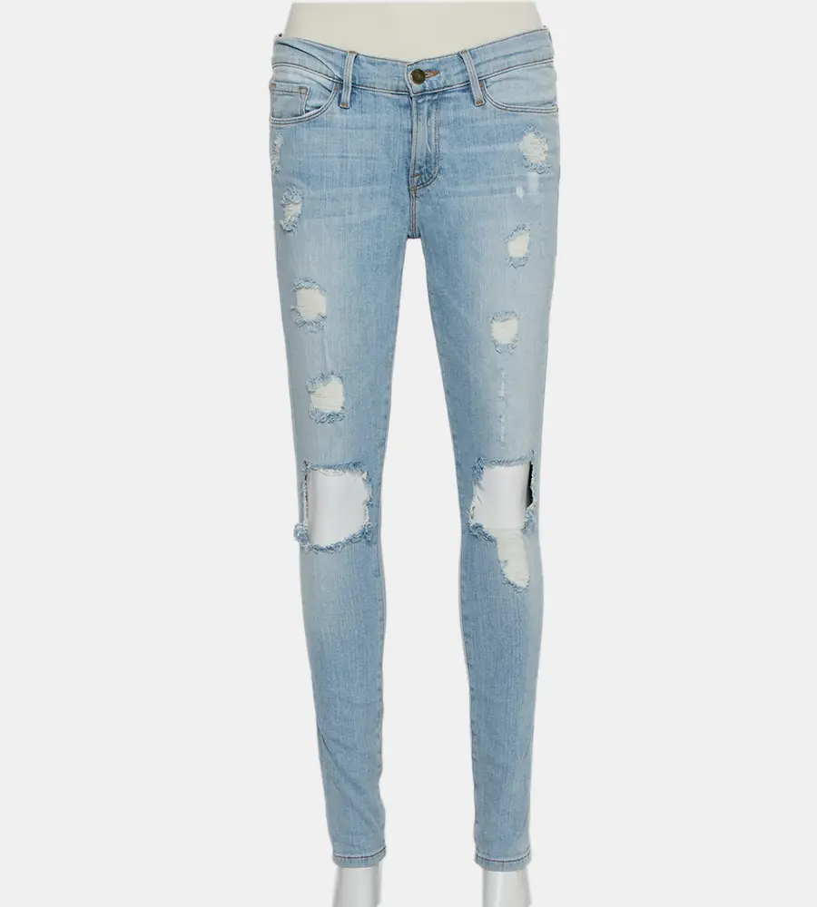 Frame Blue Faded Denim Skinny Destroyed Nowita Jeans M