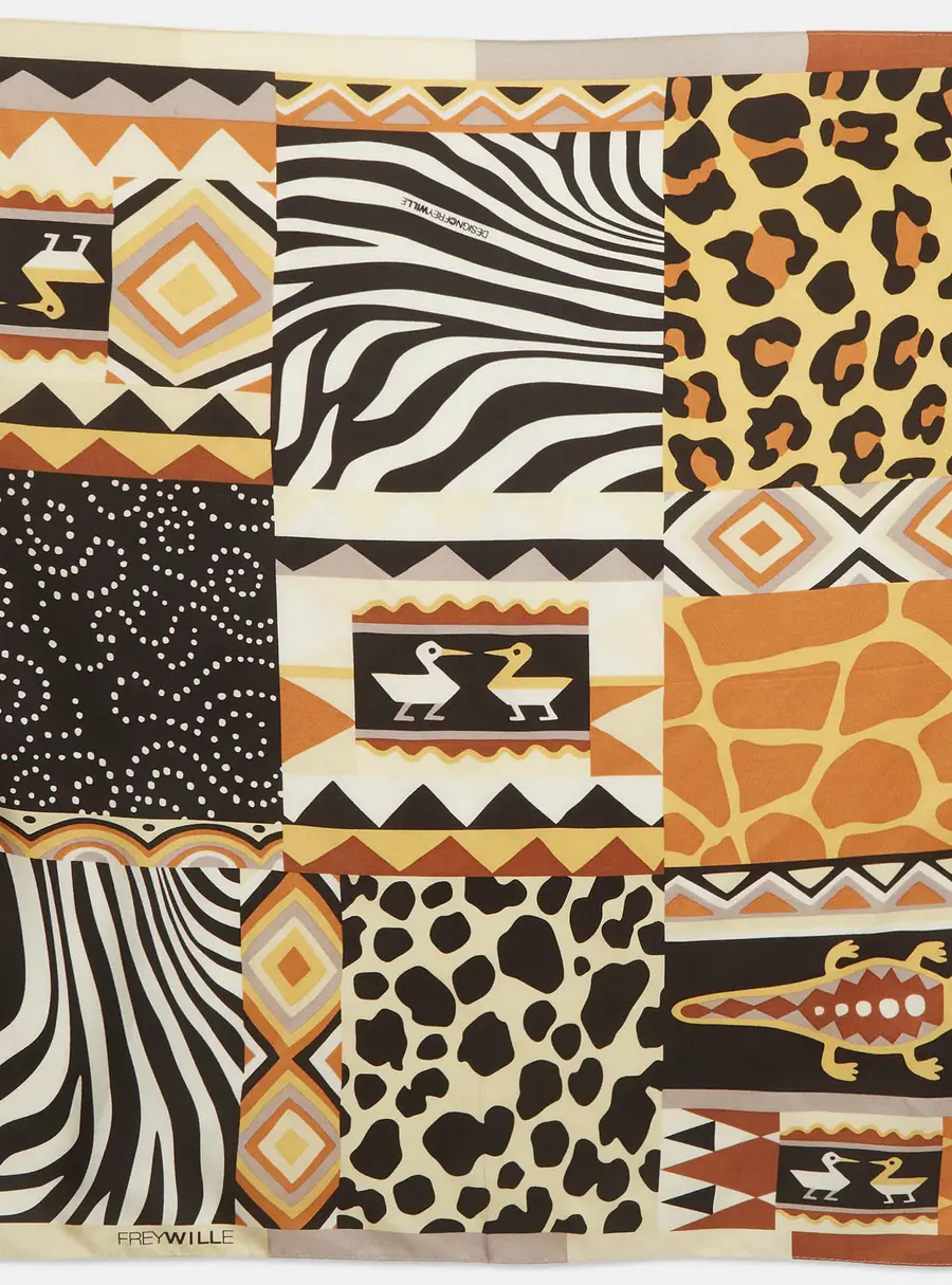 Frey Wille Brown Print Silk Square Scarf