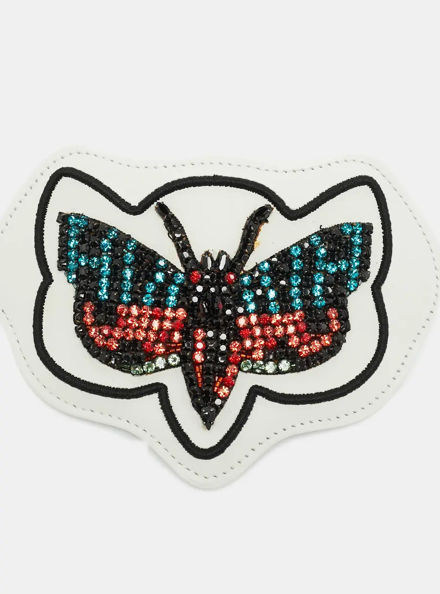 Gucci Ace Tropical Butterfly Crystal Patch White Leather