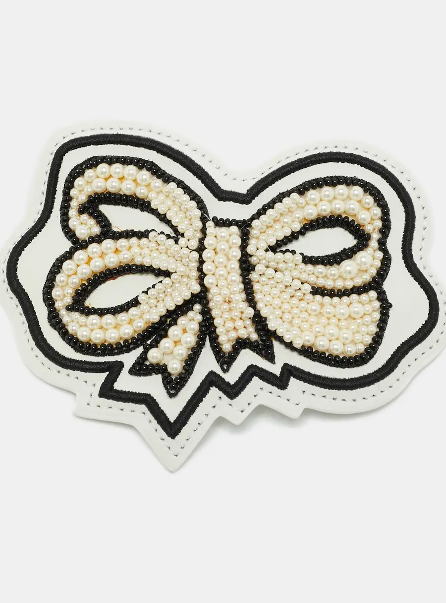 Gucci Ace Bow Faux Pearl Patch White Leather