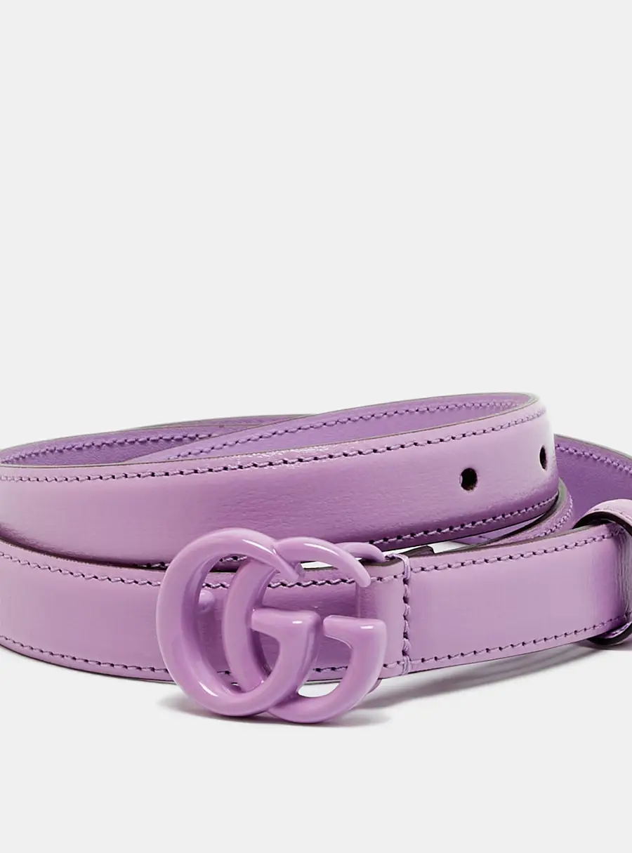 Gucci GG Marmont 80 CM Slim Buckle Belt Purple Leather
