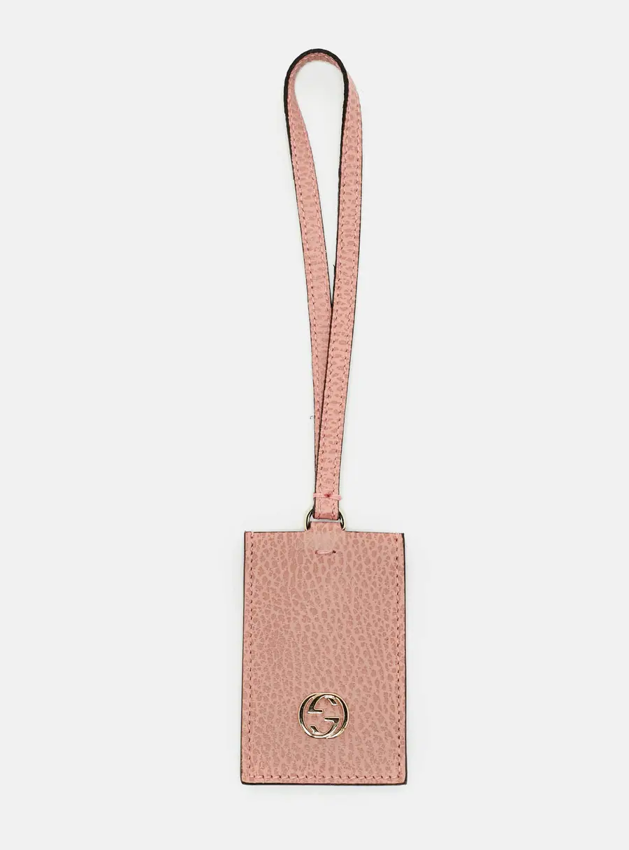Gucci Interlocking G Luggage Tag Pink Leather