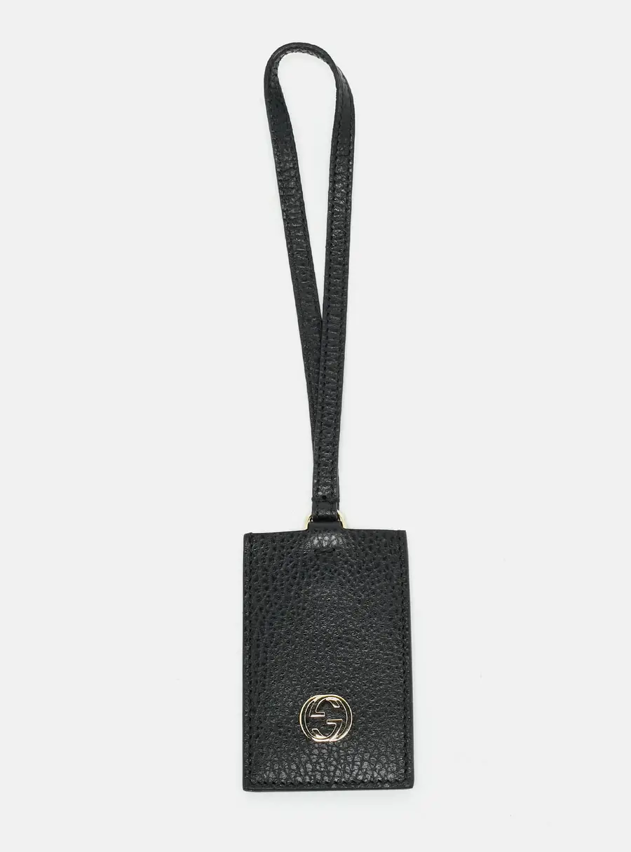 Gucci Interlocking G Luggage Tag Black Leather