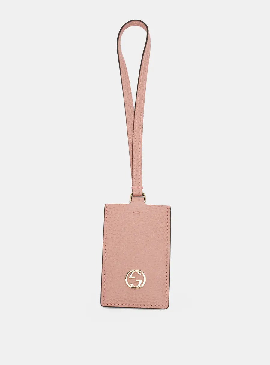 Gucci Interlocking G Luggage Tag Pink Leather