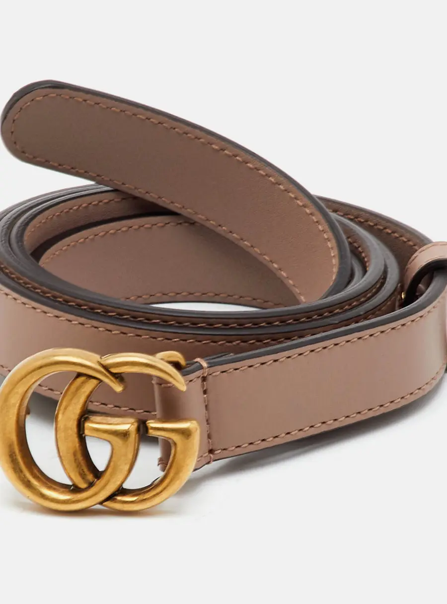 Gucci GG Marmont 100CM Dusty Pink Leather Slim Belt