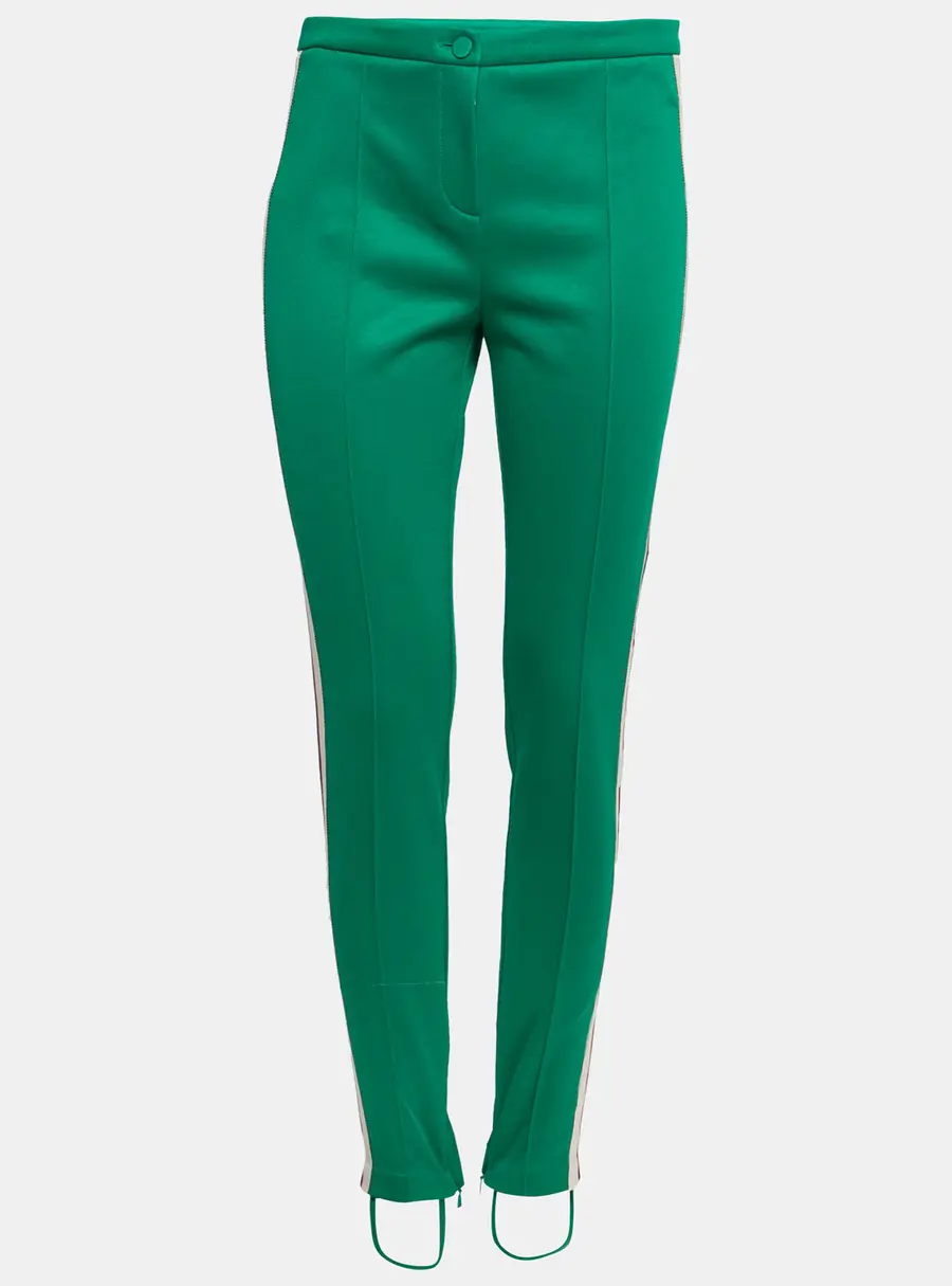 Gucci Green Technical Jersey Web Stripe Logo Trimmed Leggings M