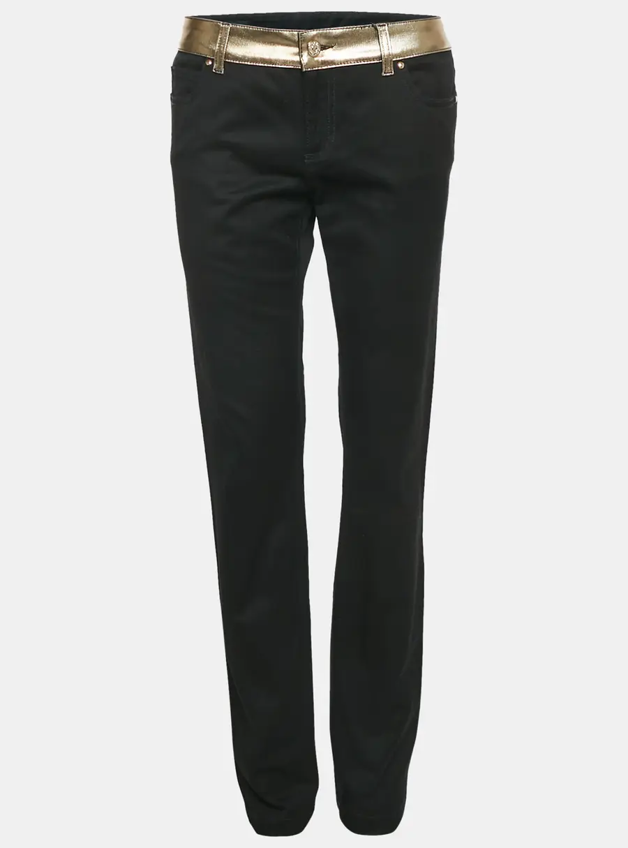 Gucci Black Denim Gold Print Skinny Jeans M Waist 32"