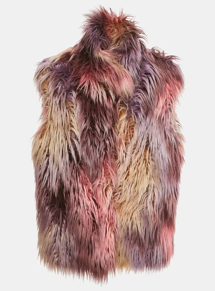 Gucci Pink Faux Fur Sleeveless Jacket S