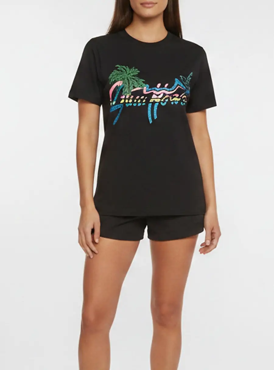 Gucci Black Hawaii Graphic Jersey Crewneck T-Shirt XXS