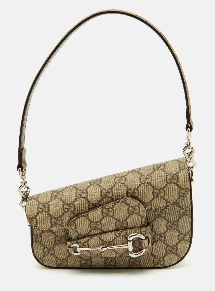 Gucci Beige/Brown GG Supreme Canvas Horsebit 1955 Mini Shoulder Bag