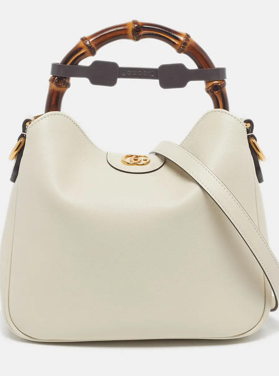 Gucci Bamboo Diana Small Off White Leather Hobo