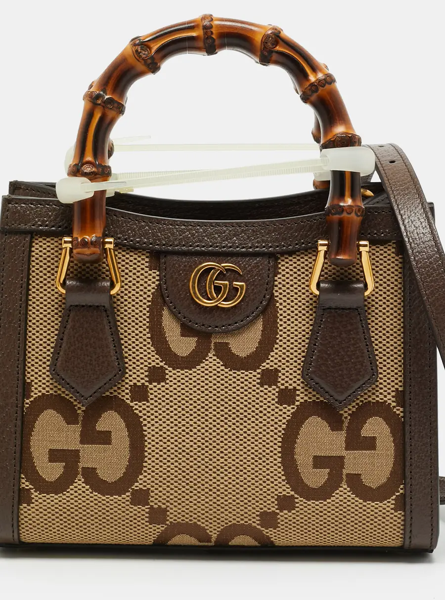Gucci Diana Mini Beige/Brown Jumbo GG Canvas and Leather Tote