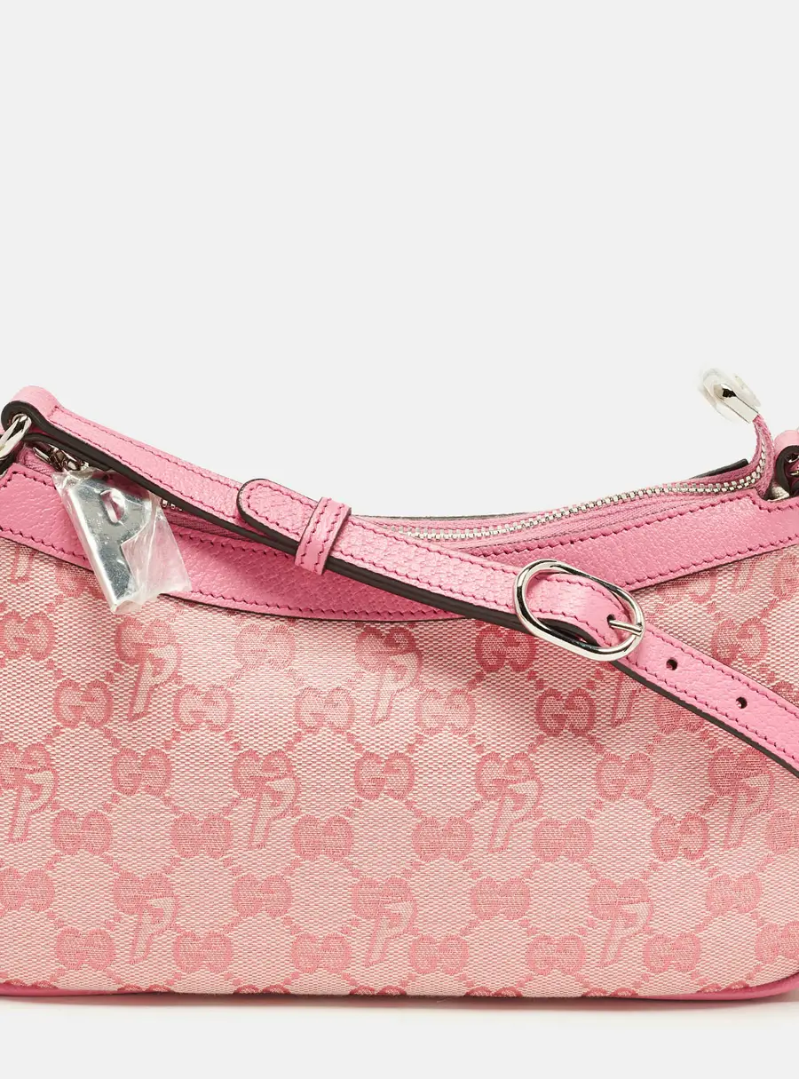 Gucci x Palace Half Moon Mini Pink GG-P Canvas Shoulder Bag