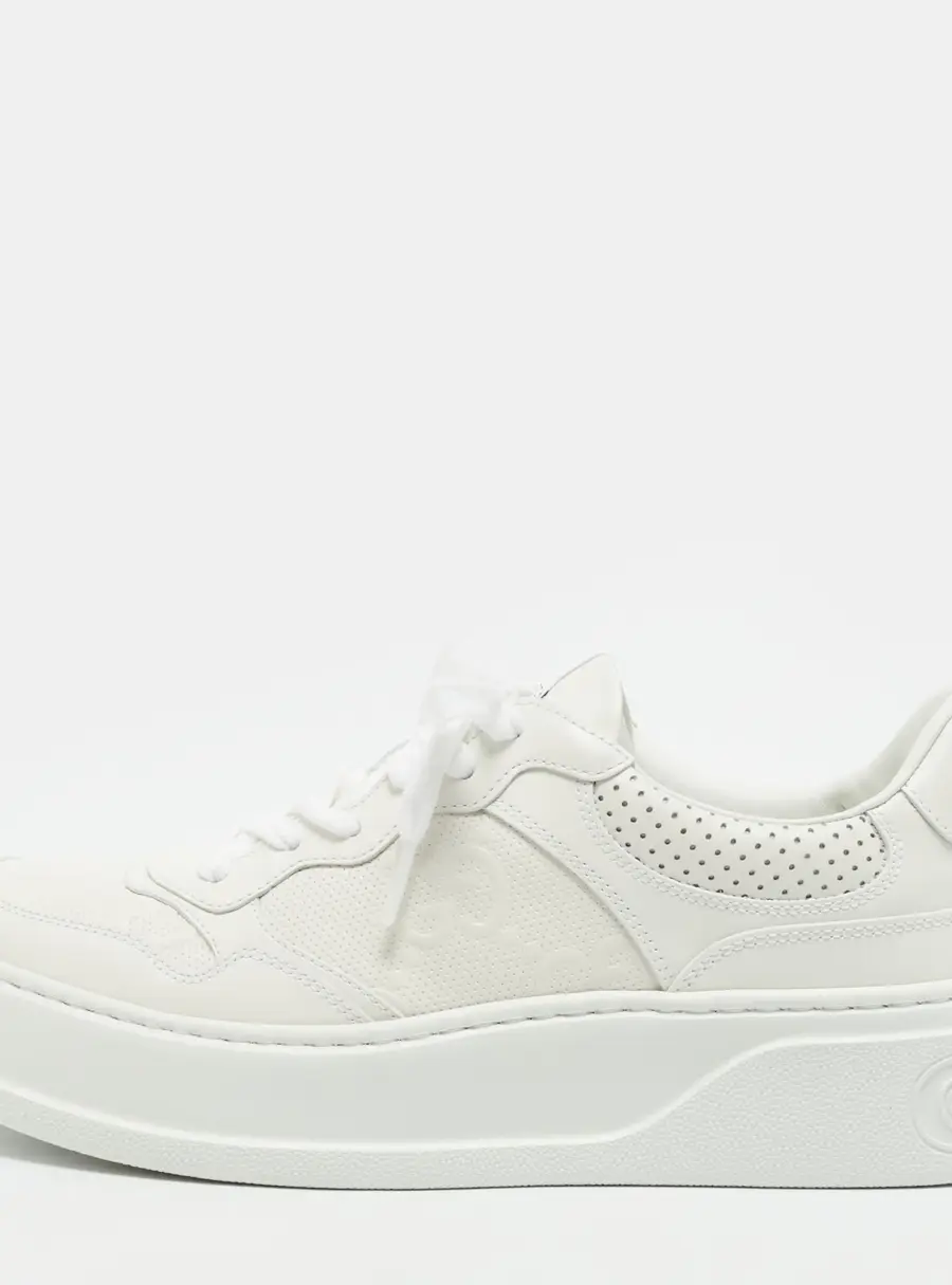 Gucci Chunky B Size 41.5 Off White Jumbo GG Leather Low Top Sneakers