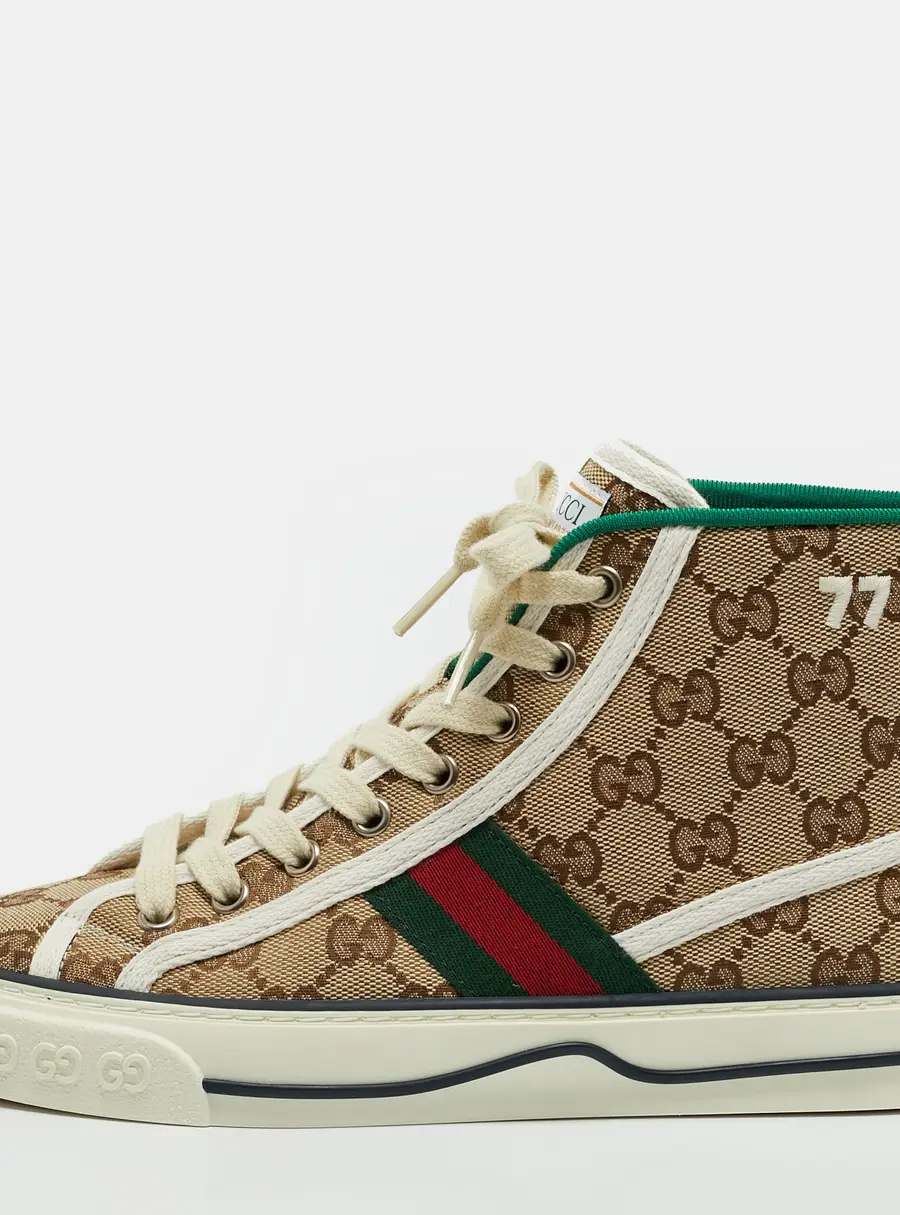 Gucci Tennis 1977 Size 37.5 Beige Canvas High Top Sneakers