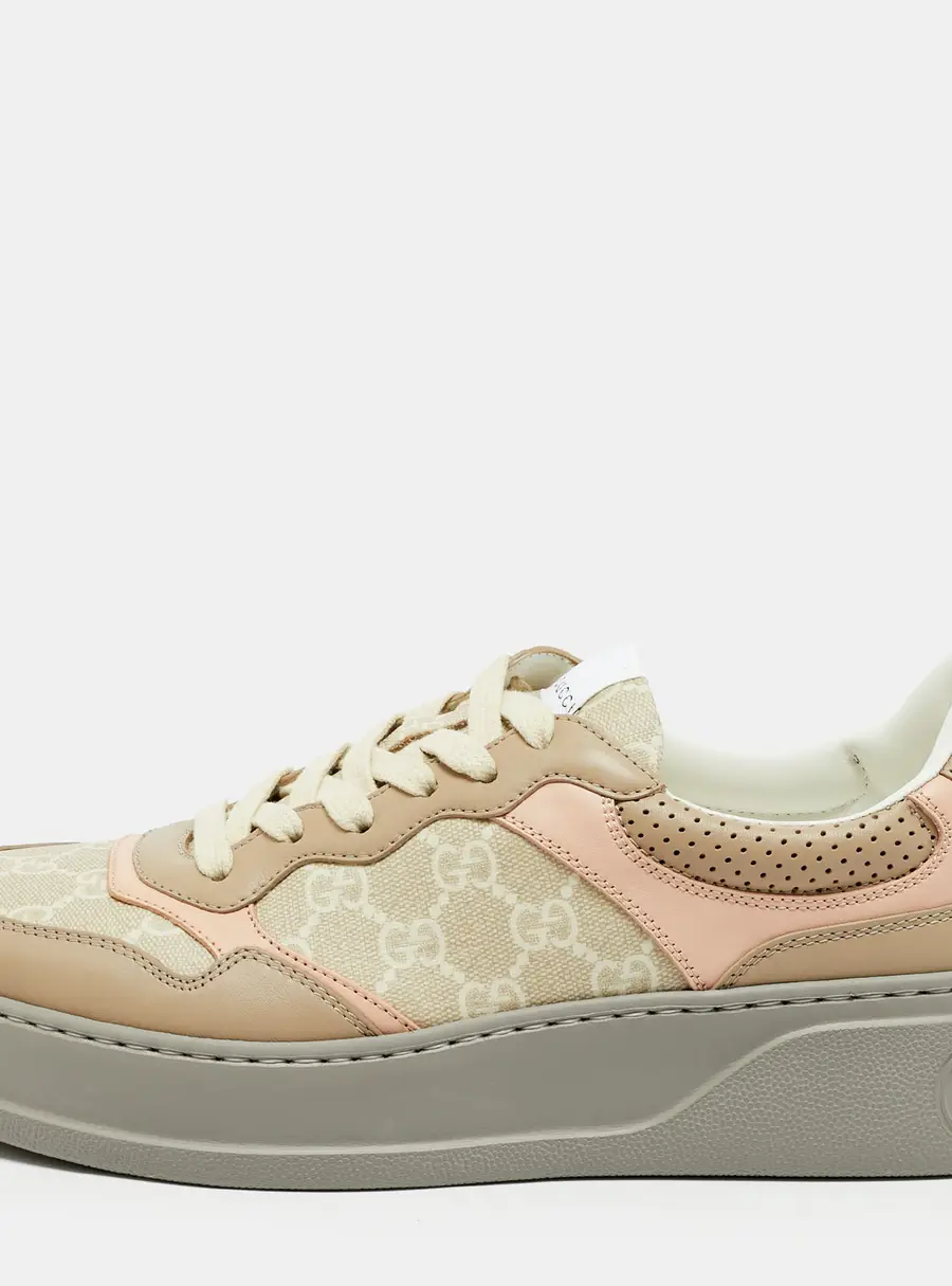 Gucci Chunky B Size 41.5 Multicolor Leather and GG Supreme Canvas Low Top Sneakers