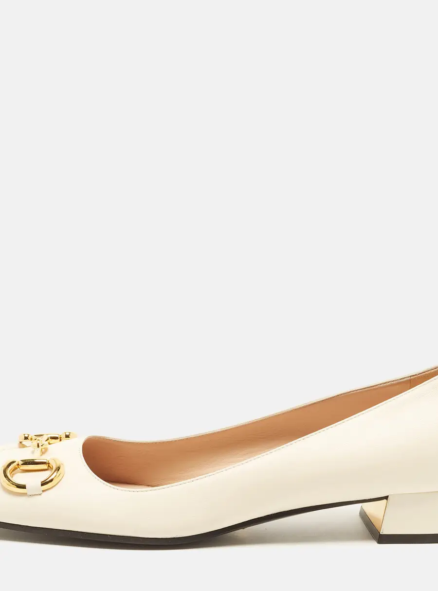 Gucci Horsebit Size 42 Off White Leather Ballet Flats