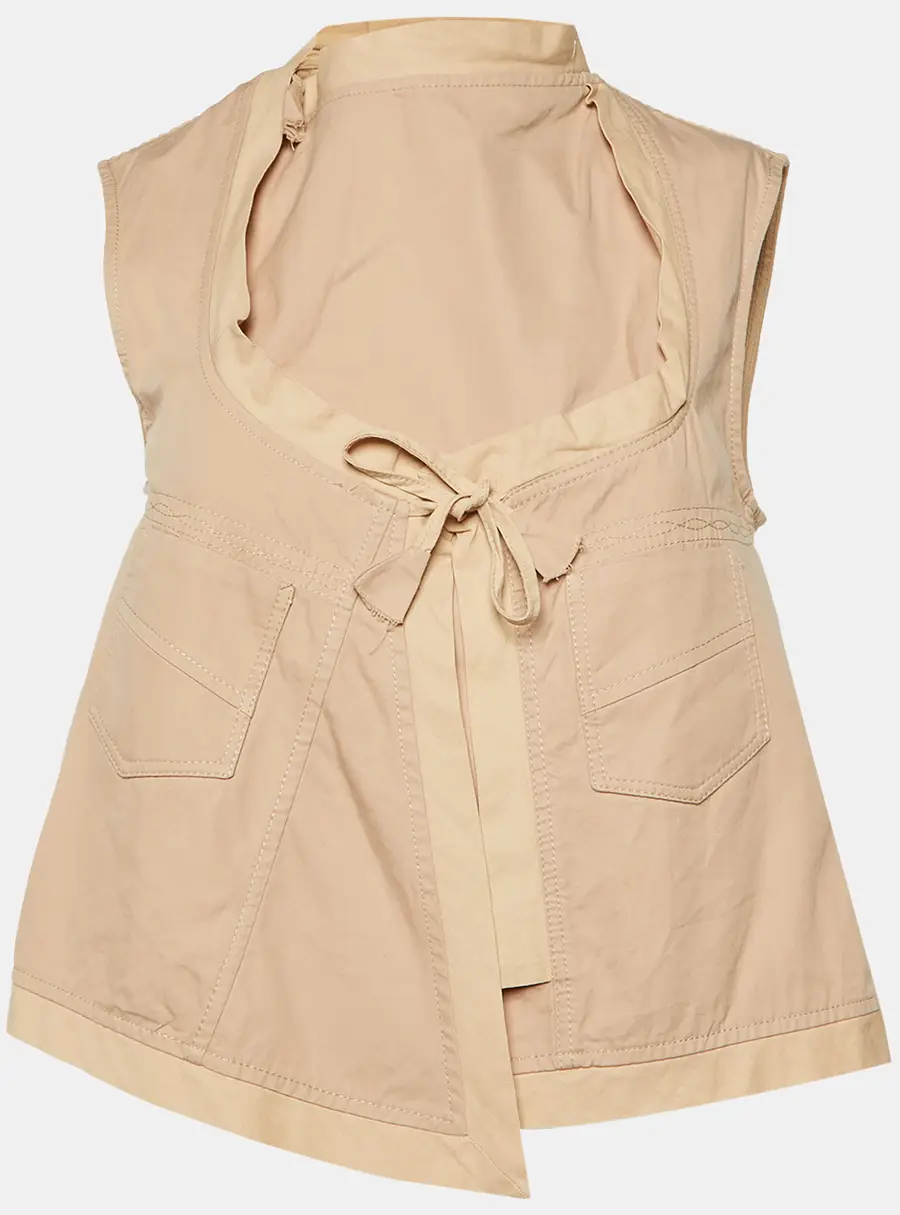 Gucci Beige Cotton Sleeveless Wrap Top S