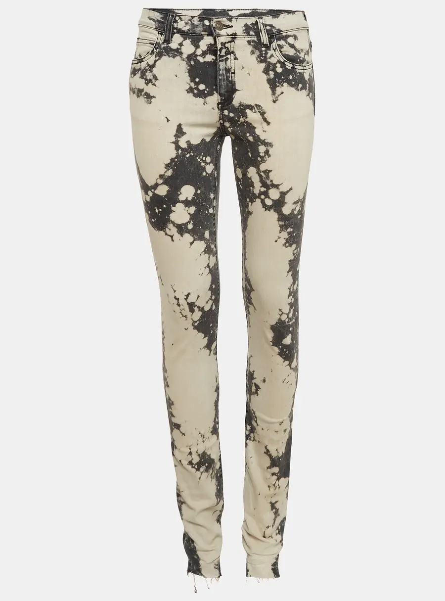 Gucci Grey Abstract Bleach Pattern Denim Embroidered Jeans S Waist 26"