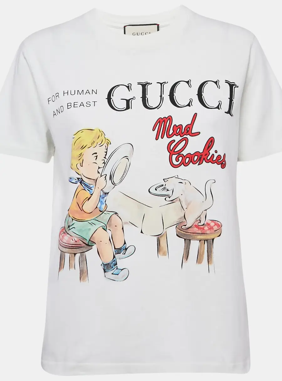 Gucci White Mad Cookies Print Cotton Crew Neck T-Shirt XS