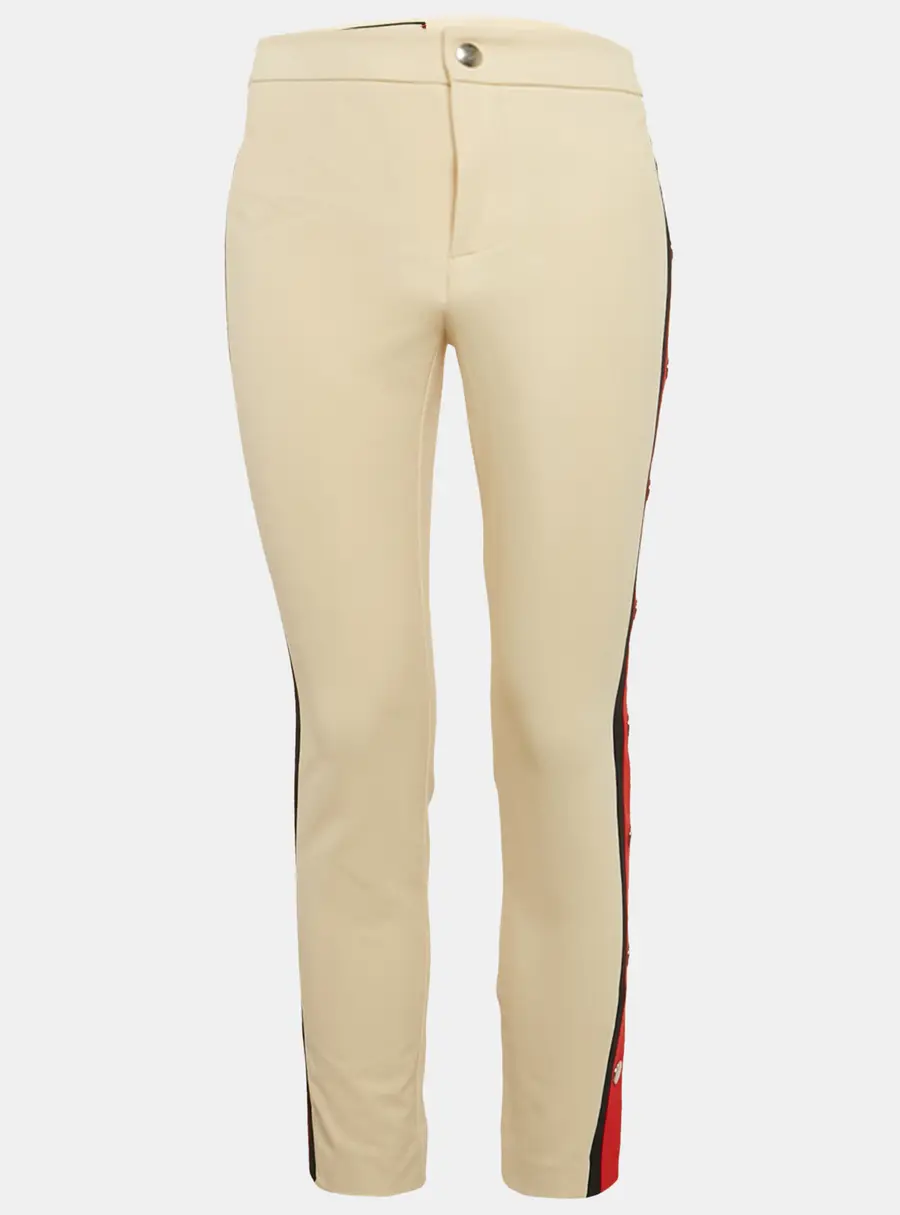 Gucci Beige Cotton Blend Band Detail Trousers S