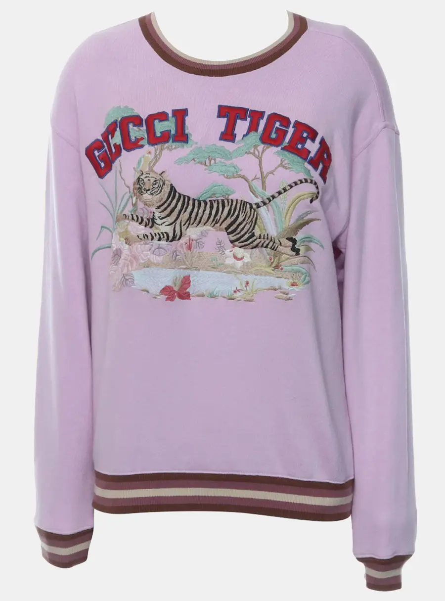 Gucci Pink Tiger Embroidered Sweater XXS