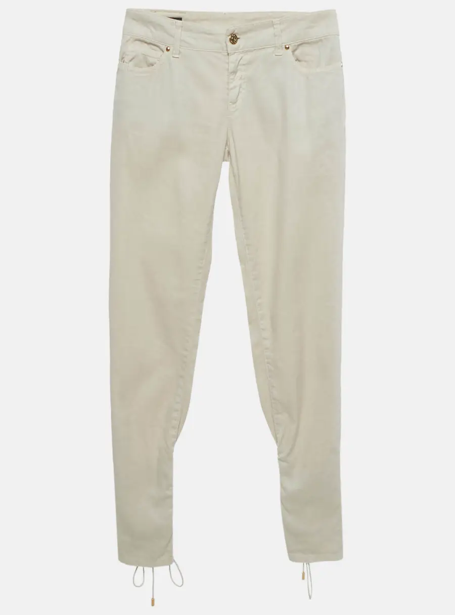 Gucci Beige Linen Blend Lace-Up Hem Skinny Jeans S Waist 29"