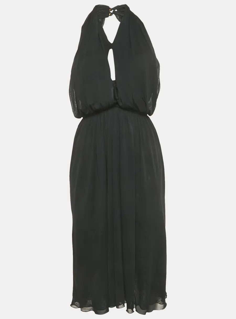 Gucci Black Jersey Halter Neck Midi Dress S