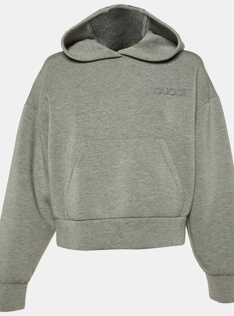Gucci Grey Viscose Jersey Sweatshirt Hoodie S