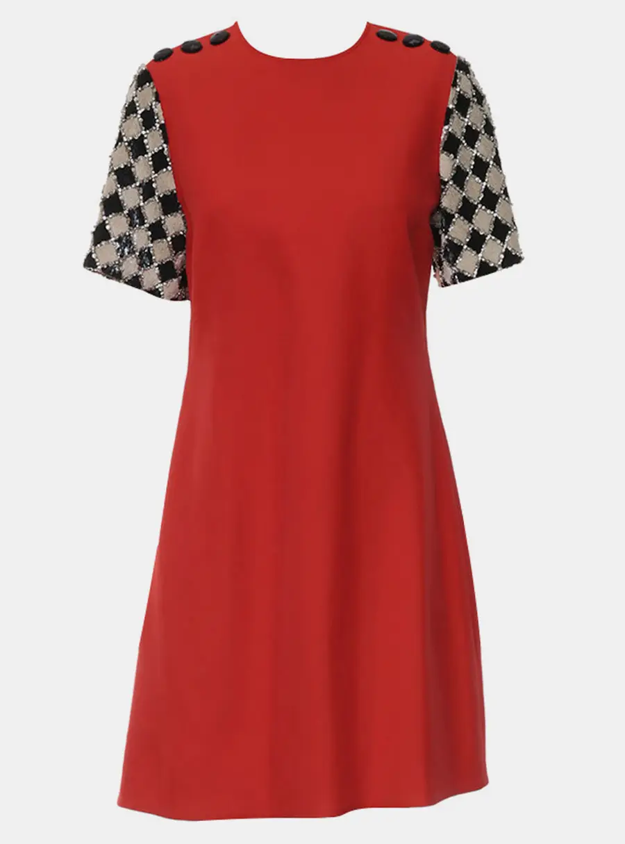 Gucci Red Sequin Embellished Dress Size M