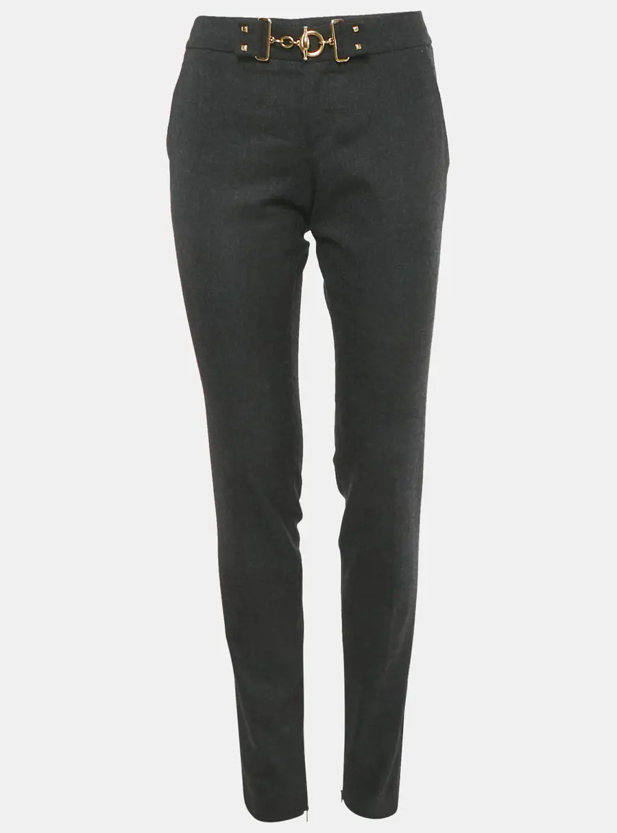 Gucci Grey Wool Waist Detail Trousers M