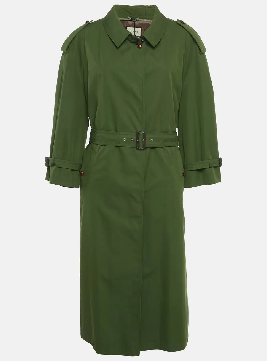 Gucci Green Gabardine Trench Coat L