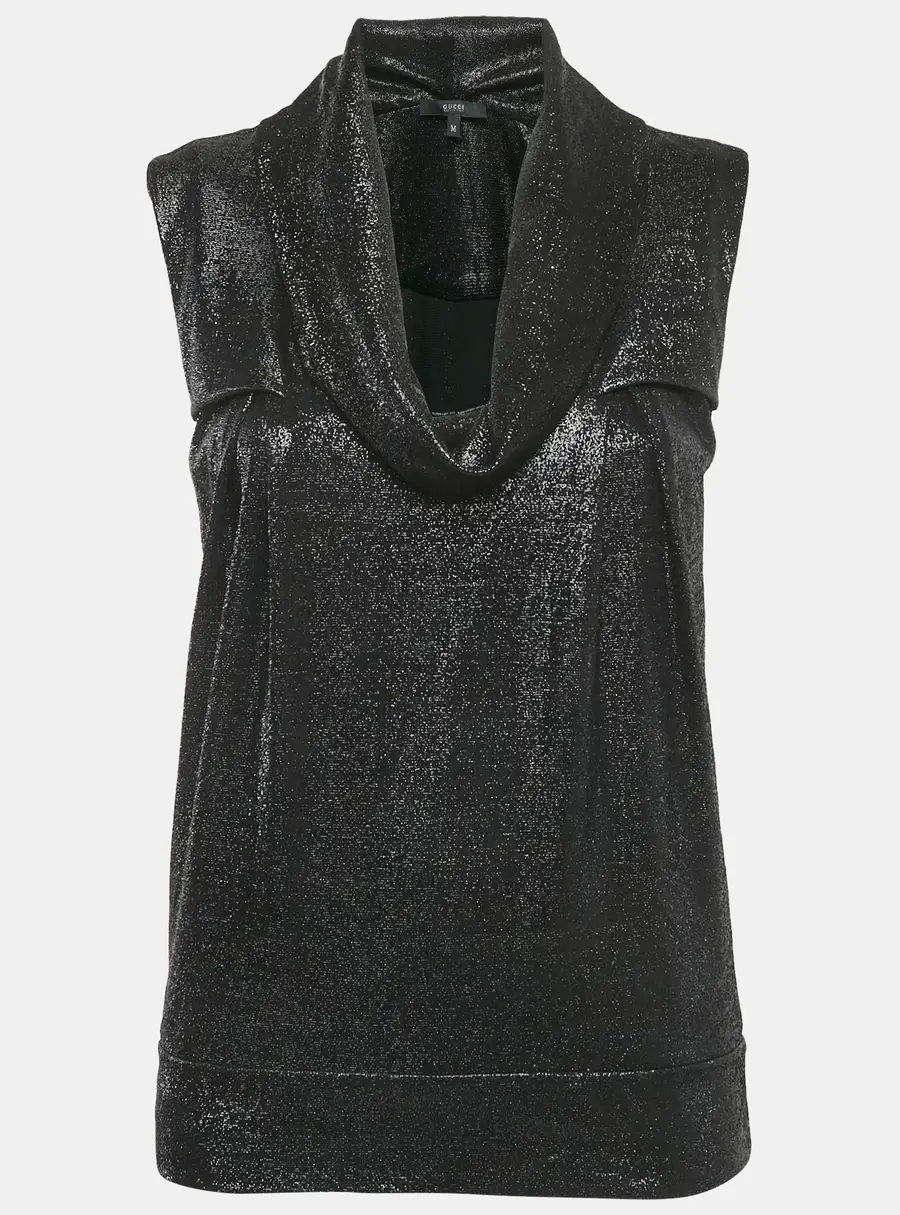 Gucci Black Lurex Sleeveless Top M