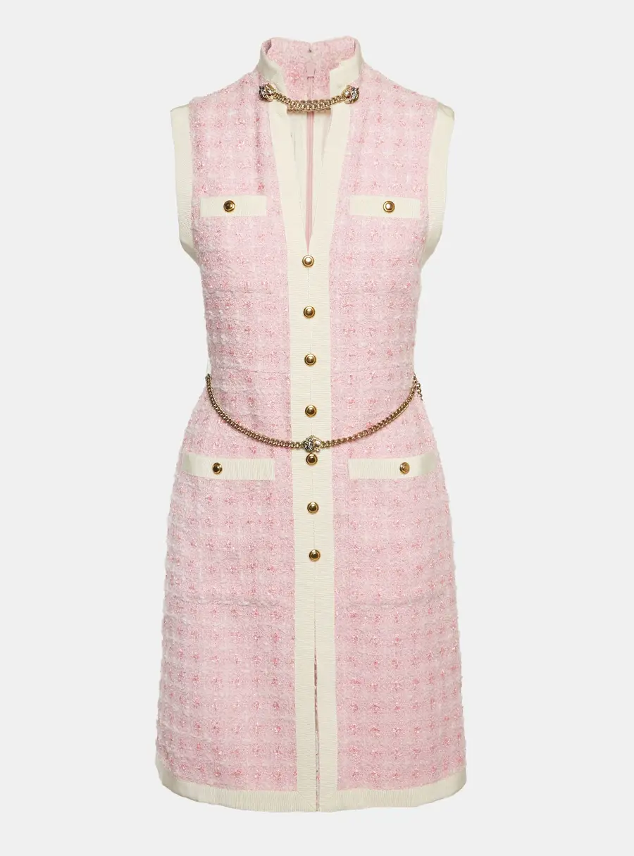 Gucci Pink Tweed Sleeveless Sheath Dress S