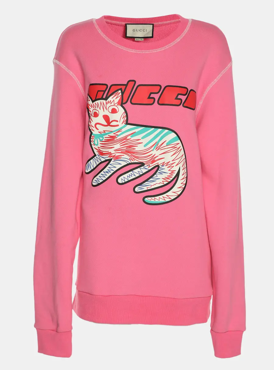 Gucci Pink Knit Printed Sweatshirt M
