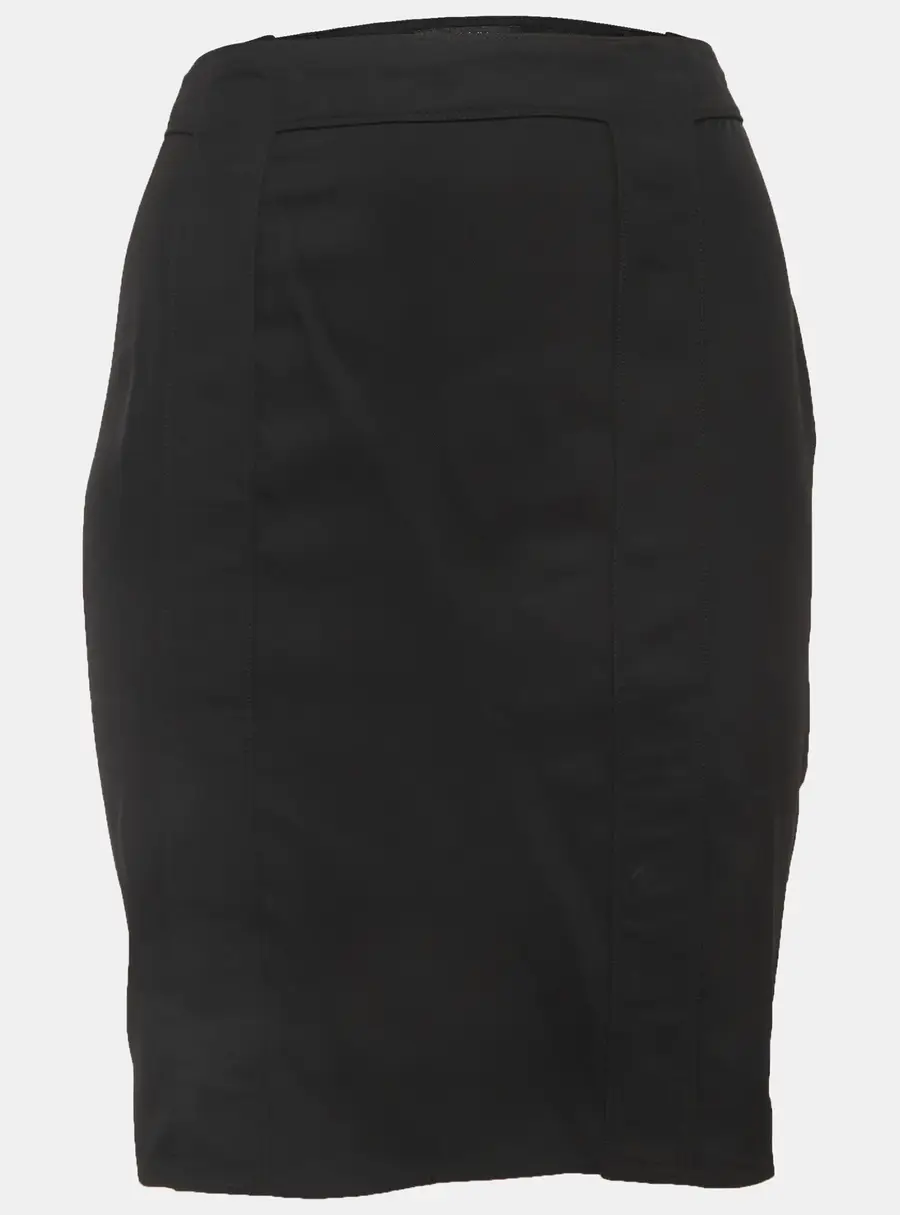 Gucci Black Gabardine Button Detail Short Skirt M