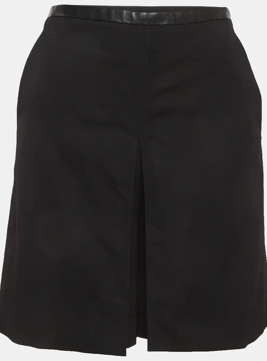 Gucci Black Leather Trim Wool Pleated Shorts S