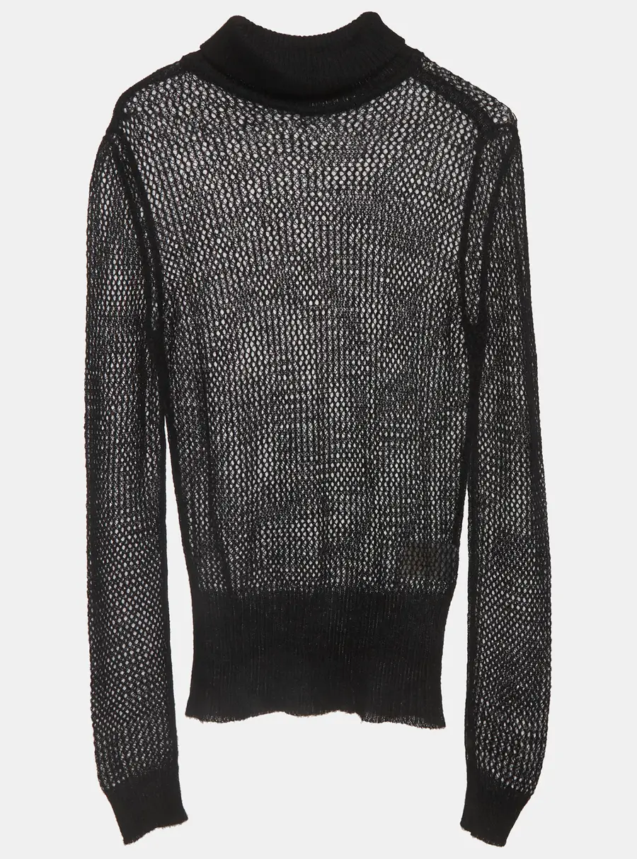 Gucci Black Mohair Knit Sheer Mock Neck Sweater S