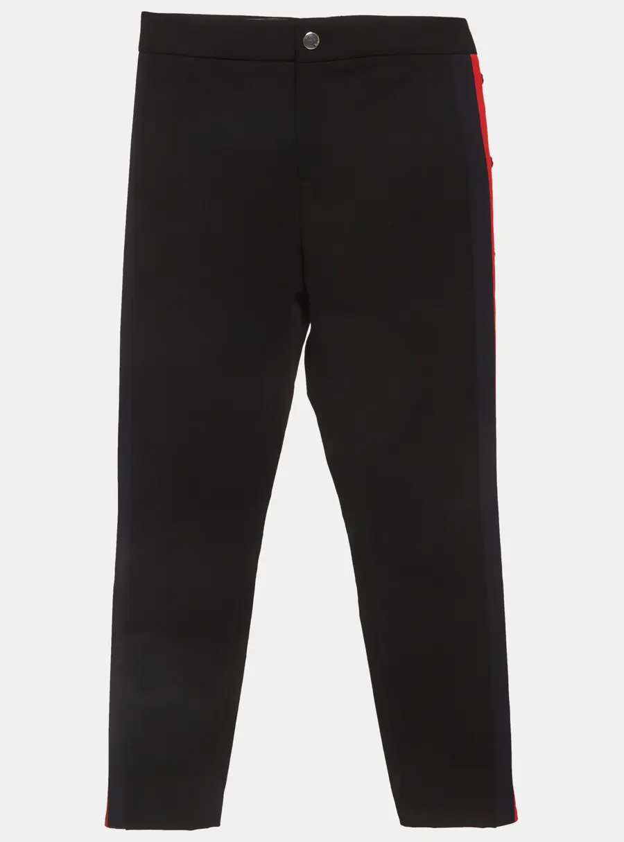 Gucci Black Stretch Cotton Side Striped Straight Pants S