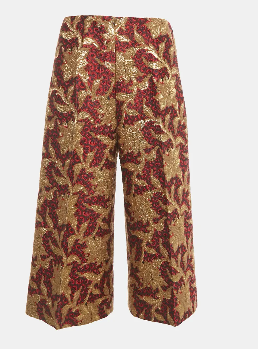 Gucci Red /Gold Floral Jacquard Culottes M