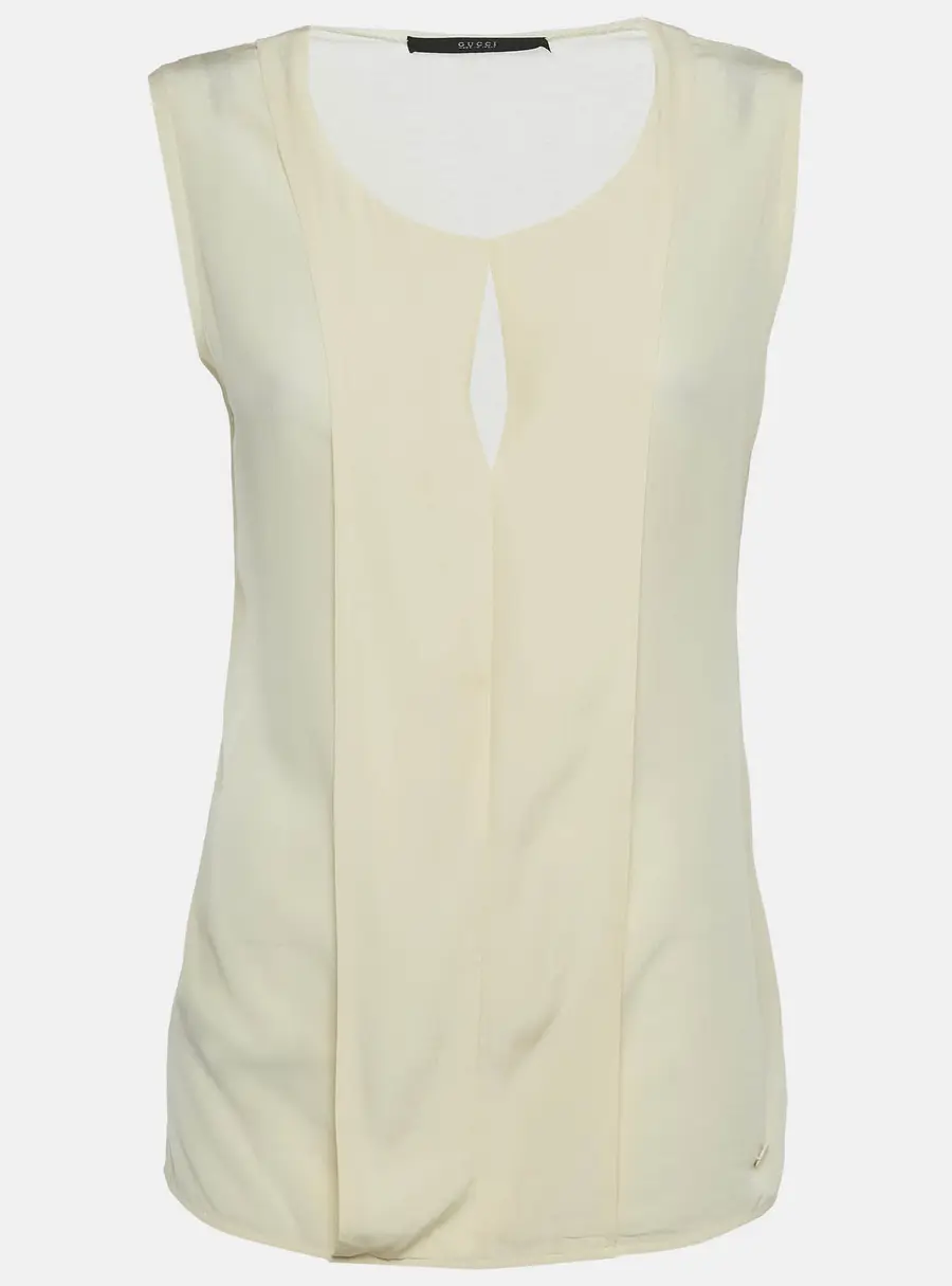 Gucci Cream Crepe and Knit Sleeveless Top M